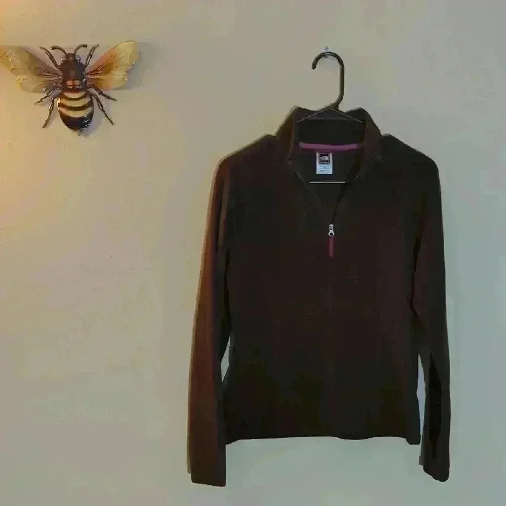 The North Face, partial zip up light weight jacket, brown and pink, medium